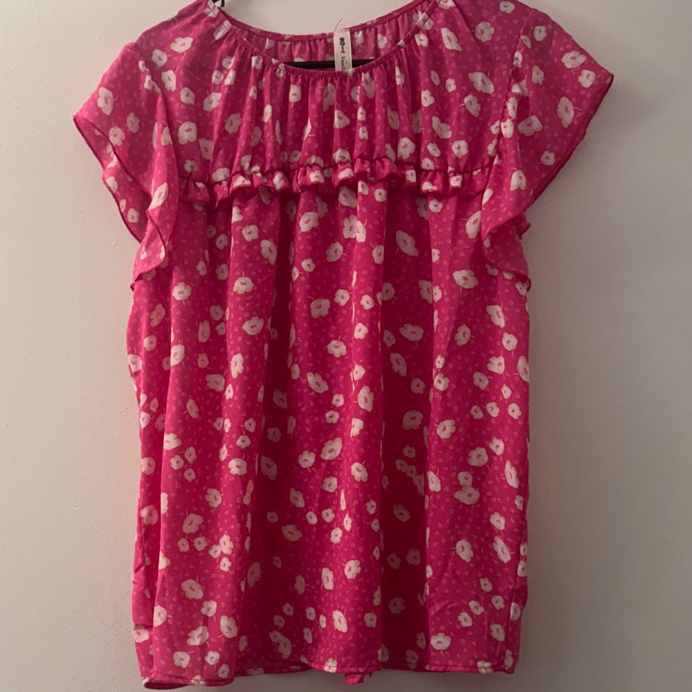 Vanilla Bay Hot Pink Floral Tiered Top